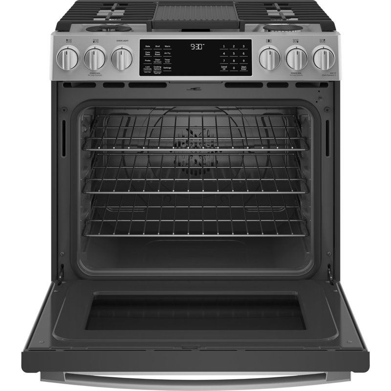 GE Profile™ Smart 30" 5.7 Cubic Feet Dual Fuel Slidein Range & Reviews